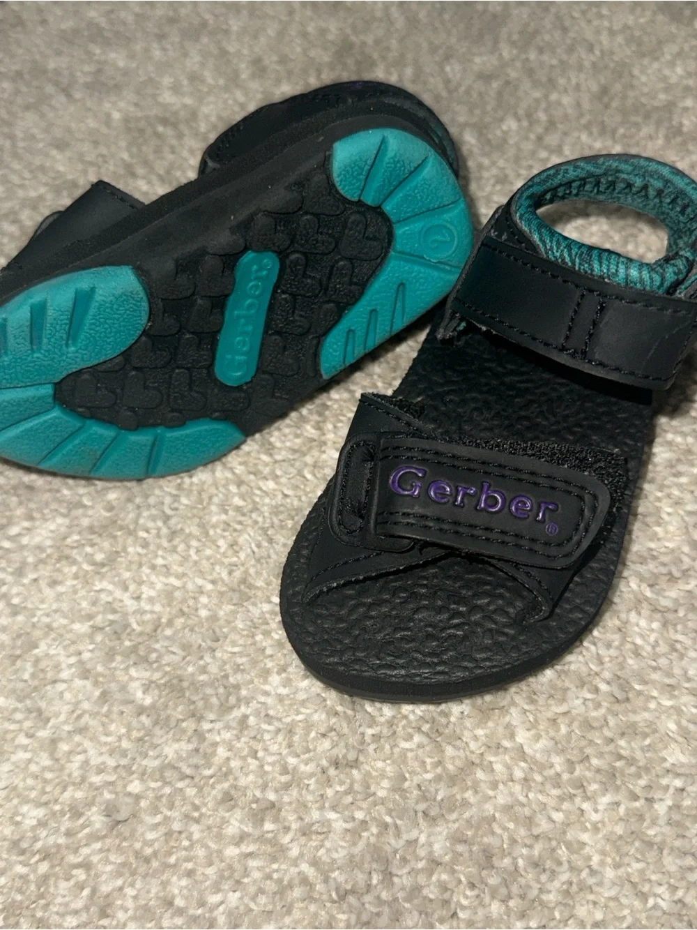 Vintage Gerber Black and Teal Active Kids Sandals